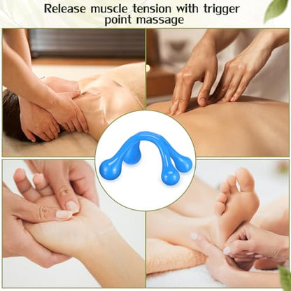 Liliful 9 Pcs 4 Point Massage Tools Small Hook Massager Handheld Palm Shaped Manual Back and Neck Massager Tools 4 Legged Hand Held for Body Muscles Arm Shoulder Leg(Blue) - color: Blue