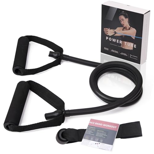 Resistance Bands with Handles for Working Out Women and Men, Exercise Bands with Door Anchor, Stretch Bands for Home Workouts, Simple Guide Included - color: Extra heavy-black-50 lbs