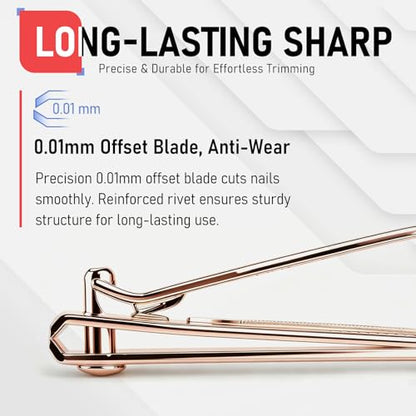 firiKer Nail Clipper Set, Sturdy Stainless Steel Fingernails & Toenails Clippers & Nail File, Sharp Effortless Fingernail Toenail Trimmer, Portable Nail Cutter for Women Men（Rose Gold） - color: Rose Gold