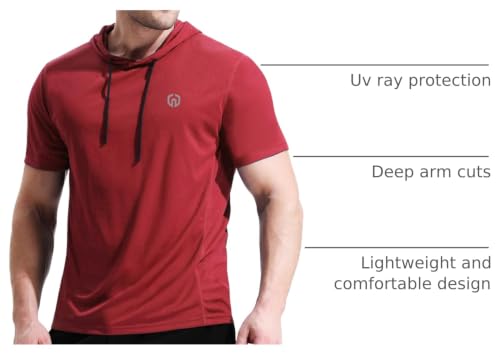 NELEUS Dry Fit Workout Athletic Muscle Tank Top Running Shirts with Hoods - color: 5084 Black/Blue/Red,3 Pack, size: Medium