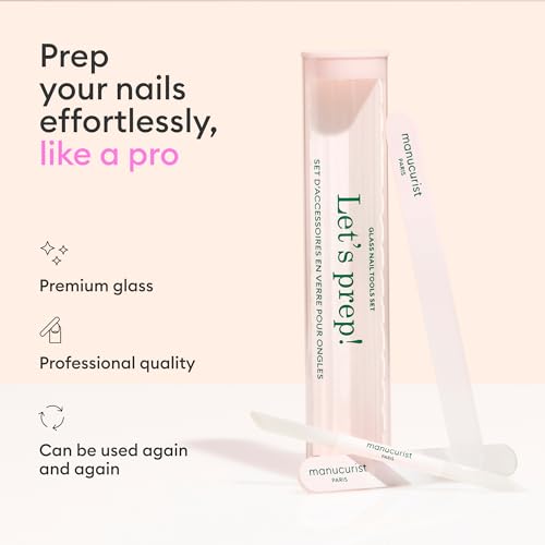 Manucurist Glass Nail File Buffer & Cuticle Pusher Manicure Tool Set | Glass Nail Care Set with Reusable Nail File, Buffer and Cuticle Pusher for Professional Manicures at Home