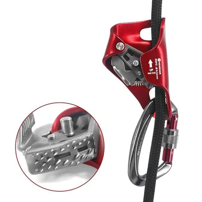 NewDoar Rock Climbing Chest Ascender Abdominal for Vertical Rope Climbing CE Certified Rope Clamp for 8~13MM Rope - color: Red