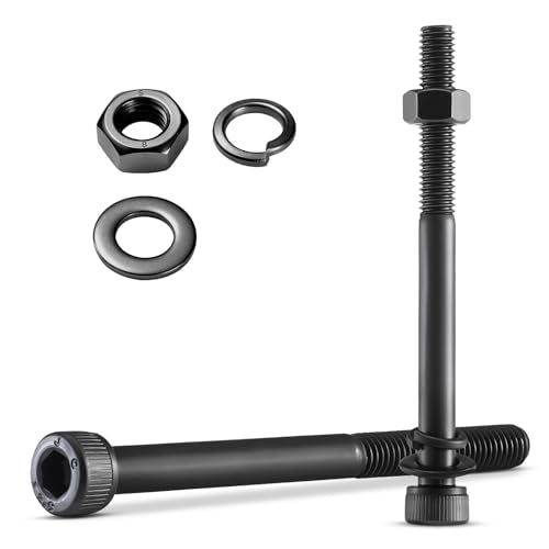 (30 Sets) M5 x 60mm Hex Socket Head Cap Screws Bolts and Nuts, Flat & Lock Washers Kits, 12.9 Grade Alloy Steel, Allen Socket Drive,Black Oxide Finish, with Hex Spanner - size: M5x60mm