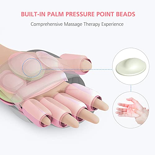 COMFIER Wireless Hand Massager with Heat -3 Levels Compression & Heating,Rechargeable Hand Massager Machine for Carpal Tunnel,Ideal Gifts for Women (Petal Pink) - color: Pink
