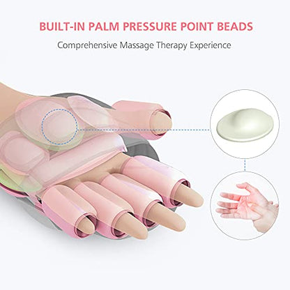 COMFIER Wireless Hand Massager with Heat -3 Levels Compression & Heating,Rechargeable Hand Massager Machine for Carpal Tunnel,Ideal Gifts for Women (Petal Pink) - color: Pink