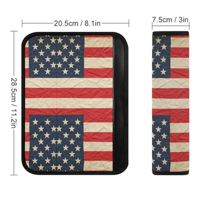 2PCS Retro American Flag USA Independence Day Car Seat Belt Pad Breathable Shoulder Protector for Girls and Boys, Most Cars, Anti-Slip Pad - color: Pattern 676