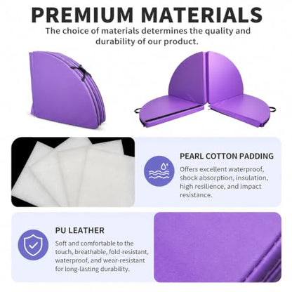 HARELA Pole Standard Dance Mat - Foldable Crash Mat, Fitness Gymnastic Yoga Safety Protection Pad, for Fitness Gymnastics Yoga Home Studio, 4 Panel Foldable - color: Purple, size: 120*3cm/47.2*1.2"