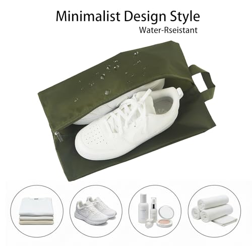 6pcs Portable Shoe Organizer, Travel Pouches with Zipper, Golf Shoe Bags, Clothes Bags, Soccer Cleats Bag, Shoe Pouch for Gym, Waterproof, Odor-Resistant (Dark Green) | Golf Shoe Bags, Clothes Bags, Soccer Cleats Bag, Shoe Pouch for Gym, Waterproof, Odor-