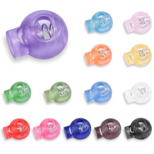 28 Pack Plastic Clear Cord Locks for Drawstring, Paracord Spring Toggle Stopper Clasp Sweatpants Hats String Clips Elastic Shoeslace Lock Bungee Swim Goggles Replacement (Assorted Transparent Color) - color: 28pcs Clear Assorted Colors