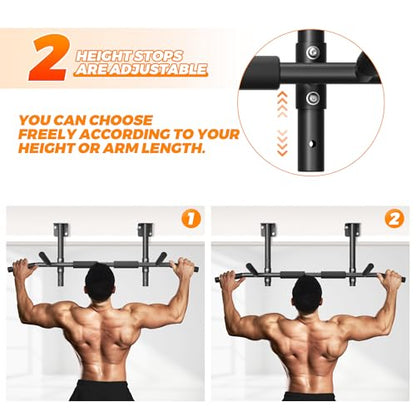 Joist Mounted Pull Up Bar,42" Wide Bar Ceiling Mount Chain Up Bar Adjustable Height,for Home Gym,Cross Training Strength Building,up to 350LBS