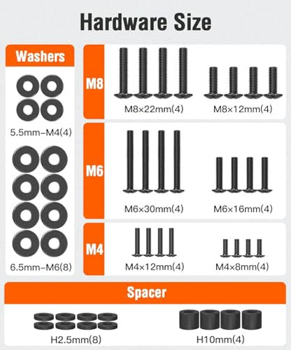 TV Mounting Hardware Kit M4 M6 M8 Screws Washers Spacers Universal | Replacement Screws Set with Box for Most Flat Curved TV Monitors