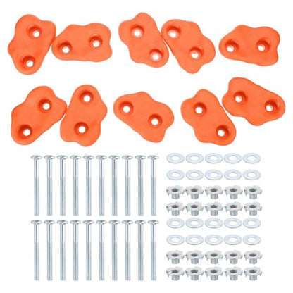 PATIKIL Climbing Rock Wall Grips Play Set Climber Attachments with Double Hole - color: Orange Red, size: D-Small