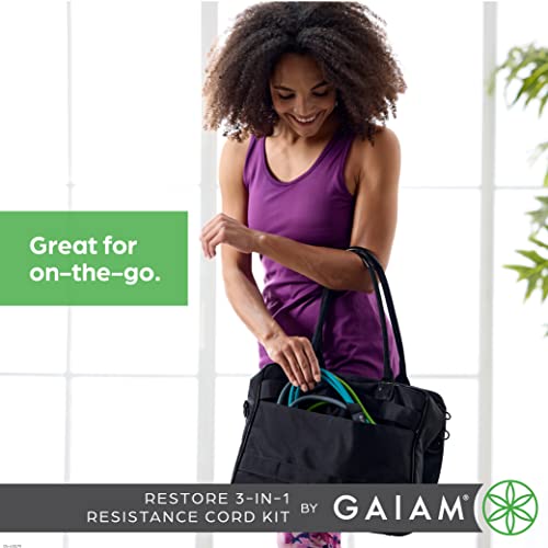 Gaiam 3-in-1 Resistance Band Kit with Comfort-Grip Handles and Interchangeable Strength Bands for High Intensity Training - size: 1 EA