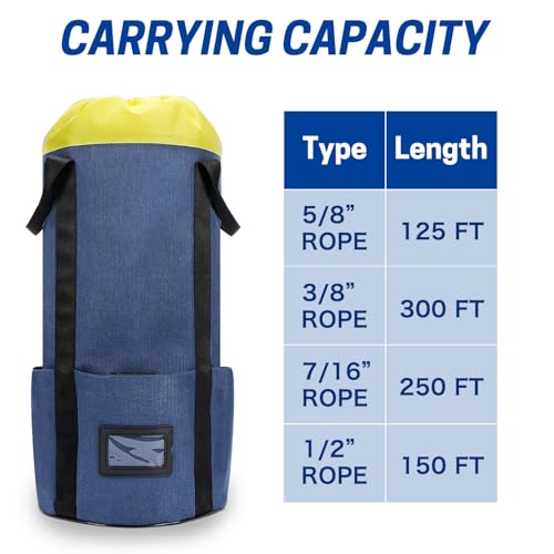 Arborist Rope Bag, Rope Storage Bag with 4 Side Pockets and Handle, Large Capacity Rope Organizer for Tree Climbing Gear and Rigging Equipment