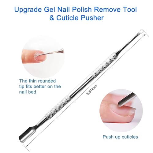 Premium Stainless Steel Manicure Tools 2-Piece Set, Upgrade Gel Nail Polish Remove Tool & Cuticle Pusher, Cuticle Trimmer & Nail Lifter, Durable&Hygienic, For Women - size: Ring Pusher