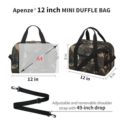 Apenze Small Gym Bag Carry On Bag - 12 in Mini Duffle Bag Lightweight for Overnight Travel(Camouflage) - color: Camouflage, size: 12inch