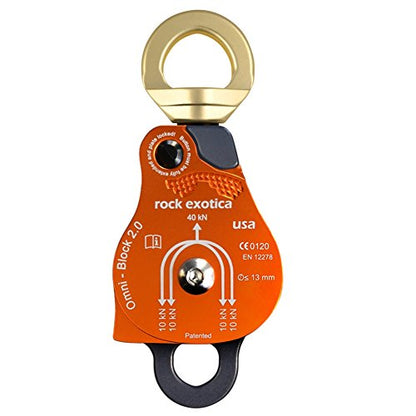 Rock Exotica Omni-Block Swivel Pulley – High-Strength Swivel Pulley with Sideplate Access for Rigging – Made in The USA - style: 2.0" Double