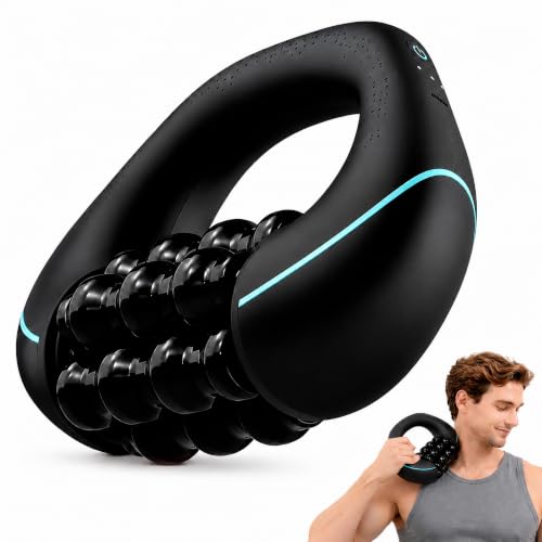 Electric Rolling Percussive Massager, Deep Tissue Muscle Roller | Portable Rechargeable Roller with 3 Speeds for Muscle Recovery & Soreness Relief on Neck, Shoulders, Back, Arms & Legs