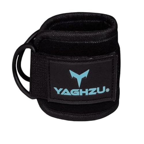 Adjustable Gym Ankle Straps for Cable Machines Women & Men, Glute Kickbacks | Neoprene padded gym ankle cuffs, steel D-ring, Adjustable fit for hip abduction, leg workouts & extensions - color: Black and Cyan, size: Single