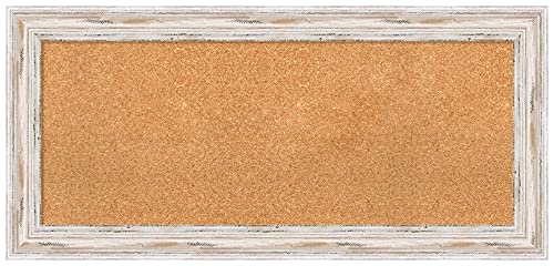 Amanti Art Natural Cork Board for Wall, 21x45 Vision Board with White Frame, Large Corkboard Office Decor for Home Organization, Coastal Corkboard Pinboard to display items for home organization - color: Alexandria White Wash, size: 21" x 45"