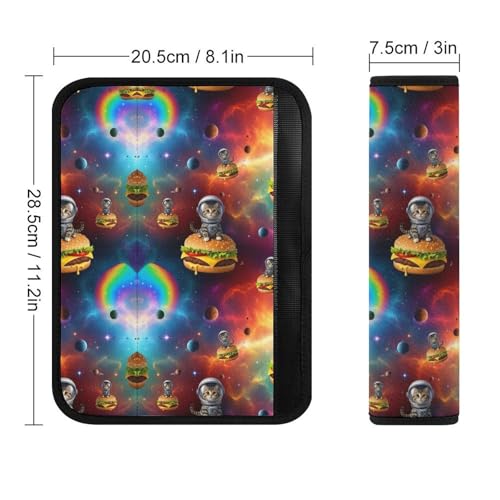 2 Piece Soft Padded Car Seat Belt Pad for Elderly Support, Stroller Pushchair High Chair, Space Astronaut Galaxy Hamburger Cat Shoulder Harness Cover, Shock Absorption - color: Pattern 551