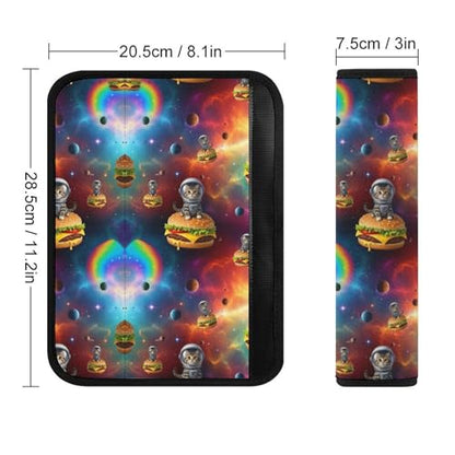 2 Piece Soft Padded Car Seat Belt Pad for Elderly Support, Stroller Pushchair High Chair, Space Astronaut Galaxy Hamburger Cat Shoulder Harness Cover, Shock Absorption - color: Pattern 551