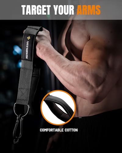MANUEKLEAR 3 Grip Lengths in 1 Tricep Rope Cable Attachment with Ergonomic Handles, Greater ROM for Tricep Push Down Attachment Professional Gym Rope for Overhead Extension - color: Black 2pcs
