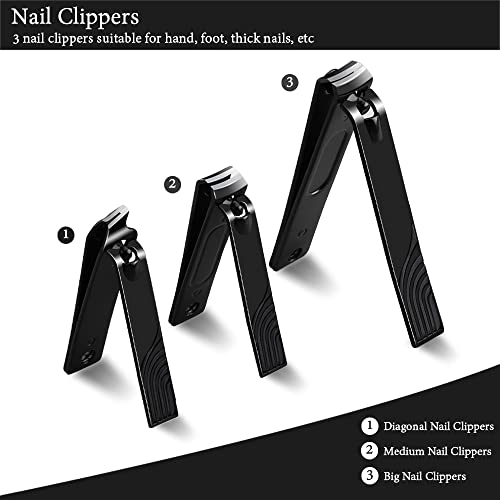 ZIZZON Travel Mini Manicure set Nail Clipper set 10 in 1 Stainless Steel Pedicure Care Grooming kit with Case(Black/Yellow) - color: Black-yellow