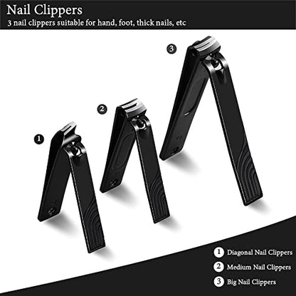 ZIZZON Travel Mini Manicure set Nail Clipper set 10 in 1 Stainless Steel Pedicure Care Grooming kit with Case(Black/Yellow) - color: Black-yellow
