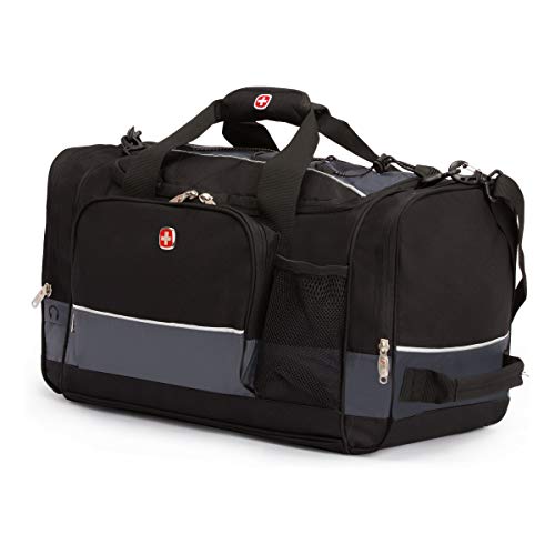 SwissGear Apex Duffle Bag for Travel and Gym with Bungee-Cord System - color: Grey/Black, size: 20-Inch