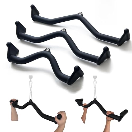 BLUSLM Lat Pull Down Bar T bar Row Attachment, V Bar Tricep Lat Pulldown Attachments, Back Strength Training Bar for Home Gym Exercise Cable Machine Attachments - color: Black 08