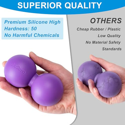 Aegero Peanut Massage Ball-Double Lacrosse Massage Ball, Mobility Ball for Myofascial Release,Yoga Therapy,Trigger Point Therapy,Muscle Knots and Acupoint Massage (Grey Firm Ball) - color: Grey