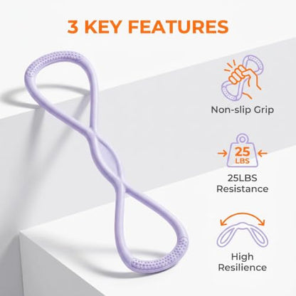 Figure 8 Resistance Band, Figure 8 Resistance Bands for Women Men,Resistance Band Figure for Working Out, Non-Slip Handles, Home Gym, Yoga & Physical Therapy - color: 25 LBS PURPLE