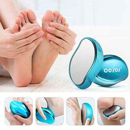 BEZOX Glass Foot File, Foot Scrubber Callus Remover for Wet and Dry Feet, Portable Handheld Sized Foot Scraper for Cracked Heel - Shinning Blue - style: Shinning Blue