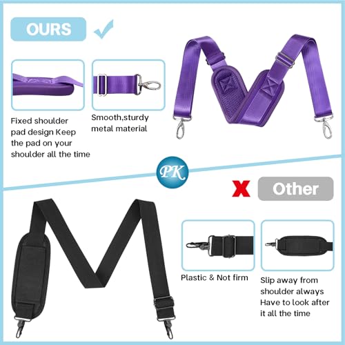 Shoulder Strap for Bag Universal Replacement 58"/67" Fixed Padded Adjustable Buckle Heavy Duty Shoulder Strap - color: Purple, size: 58"
