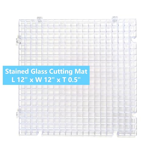 Stained Glass Cutting Mat, Solid Bottom Plastic Grid, 12"x12", Includes Rubber Pads, Breaker Ball, Non-Slip Grip Rings, Ideal for Stained Glass Artists, Hobbyists (Clear-2 Pack) - color: Clear-2 Pack