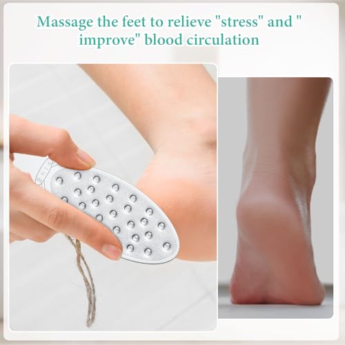 2 Pcs Stainless Steel Foot Scraper Metal Foot File Double Sided File Callus Remover Professional Feet Rasp Scrubber for Wet or Dry Skin Easy to Clean Pedicure Tool Heel (Combination Style) - size: Combination Style