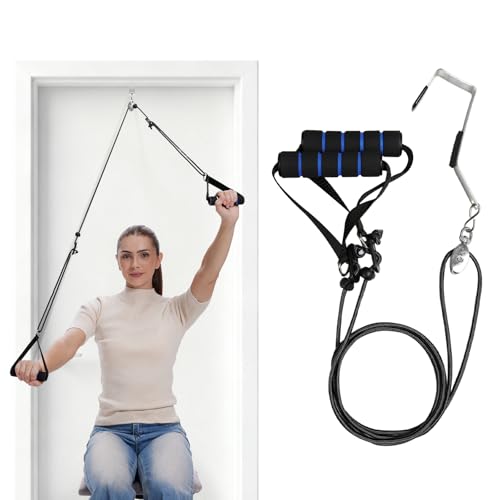 Shoulder Pulley for Physical Therapy, Rehab and Arm Exercise | Over-the-door pulley system for shoulder rehab, physical therapy, and arm exercise routines - color: Black