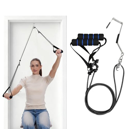 Shoulder Pulley for Physical Therapy, Rehab and Arm Exercise | Over-the-door pulley system for shoulder rehab, physical therapy, and arm exercise routines - color: Black