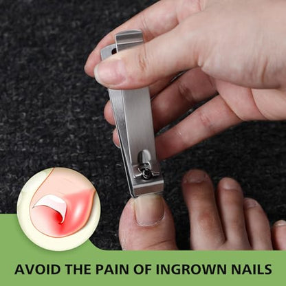 Heavy Duty Straight Blade Nail Clippers for Thick Toenails, Professional Stainless Steel Fingernail Toenail Clippers Trimmers - Thick Wide Jaw Toe Nail Clippings for Seniors, Men & Women - Silver - color: Silver