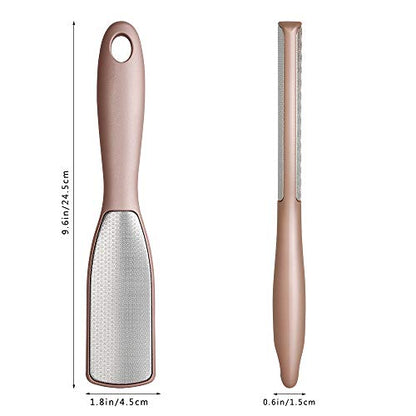 BEZOX Foot File Callus Remover, Double Sided Foot Scrubber for Dead Skin, Stainless Steel Pedicure File for Cracked Heel W/Cloth Storage Bag & Gift Box - style: Rose Golden