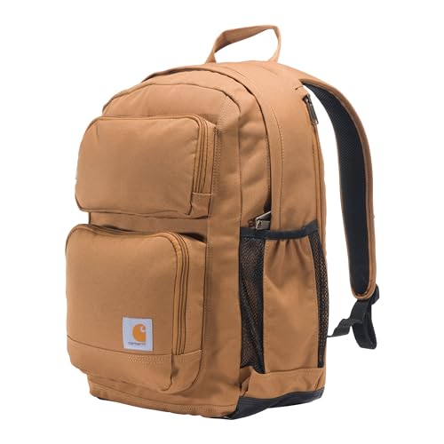 Carhartt 28L Dual-Compartment Backpack, Durable Pack with 16"Laptop Sleeve and Duravax Abrasion Resistant Base, Carhartt Brown - color: Carhartt Brown