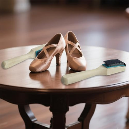 3 Pcs Dance Shoe Brush Set – Copper Wire Bristles & Wooden Handle, 6.7 x 1.1 Inches – Complete Dance Shoe Maintenance Kit for Ballroom, Ballet, and More