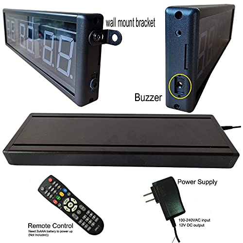 Large Interval Gym Clock for Workouts Size 20x4.7in. Operated by Remote Control