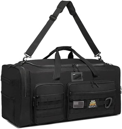 135L Extra Large Duffle Bag, Heavy Duty Sports Gym Travel Duffel Bag | for Basketball, Baseball, Hockey, Football, Helmets, and Pads - color: Black