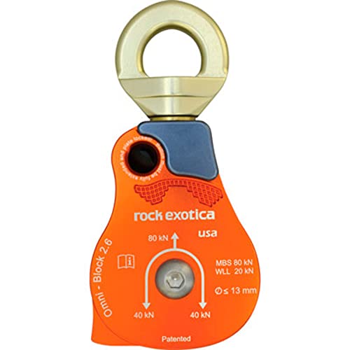 Rock Exotica Omni-Block Swivel Pulley – High-Strength Swivel Pulley with Sideplate Access for Rigging – Made in The USA - style: 2.6"