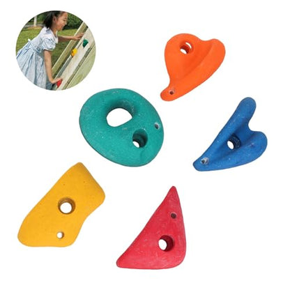 Kids Climbing Holds 5 Pack Colorful Resin Rocks for Indoor Outdoor Playground with Mounting Hardware