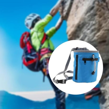 Chalk Bag for Rock Climbing Storage Pouch Practical Wear Resistant Waist Belt Chalk Carrier Bag for Weight Lifting Bouldering - color: Blue