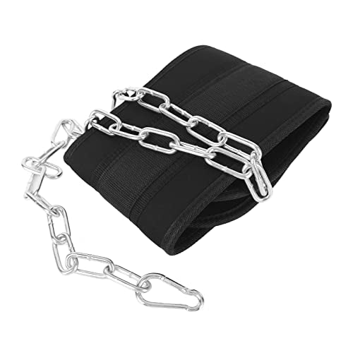 Dip Belt with Chain and, Heavy Duty Weighting Dip Belt for Men and Women, Fabric for Pull Ups, Dips and Strength ing Exercises, Black