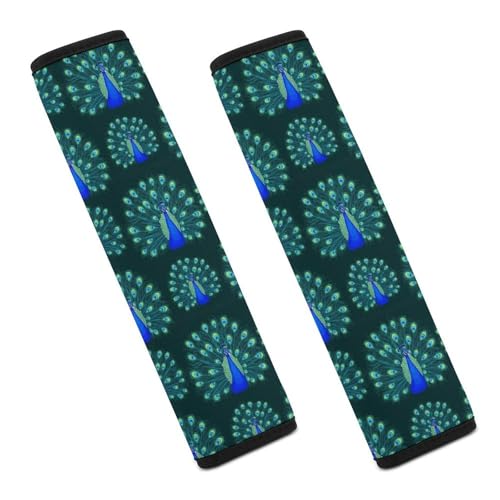 2 Pack Teal Cute Animal Peacock Feather Seat Belt Cover Universal Fit Seat Belt Cushion for Kids, Stroller Pushchair High Chair, Neck and Shoulder Support - color: Pattern 17